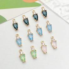 1pc/2pcs/4pcs Cute Macaron Color Heart Shaped Copper Alloy Zirconia Crystal Water Drop Pendant For DIY Jewelry Making, Bracelet, Earrings, Necklace Accessories