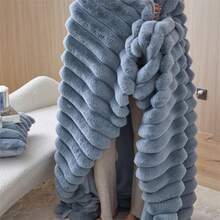 Luxury Faux Rabbit Fur Soft And Warm Blanket, Suitable For Sofa, Bed, Office, Travel, All Season, Multifunctional Blanket, Suitable As Gift For Friends, Valentine's Day - Blue Gray - View 10