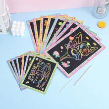 10/20pcs DIY Scratch Art Set, Includes Art Paper, Magic Painting Paper, Scraper Tools And Wooden Scratch Pens, Creative Coloring Crafts, DIY Painting Kit - Multicolor - View 6