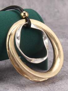 1 pieza Pendiente grande de aro retorcido minimalista exagerado de moda, collar largo unisex vintage de hip-hop con cuentas de , bronce y plata, regalo de pareja, regalo de joyería