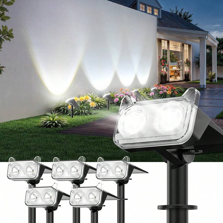 WdtPro Solar Spot Lights Outdoor Warm White, Solar Lights Outdoor Waterproof, 30H+ Runtime Spotlights, Auto ON/Off, Dusk To Dawn Lighting For Yard Patio Garden Pathway Landscape - Trăng lạnh - Xem 1