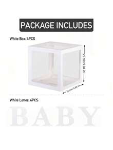5PCS White Box With 27 White Letters 25cm Birthday Decoration Transparent Alphabet Balloon Box Wedding Custom Name Decor Wedding Party Supplies Custom Cube Balloon With Letter Box - Multicolor - View 17