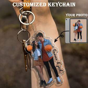 1pc Customized Acrylic Key Chain Pendant, Customized Photo Content, Suitable For Car Keys, Backpack Hanging, Suitable For Couples, Friends, Pets, Double-Sided Effect, Special Shaped Effect Based On Photo, Great Gift For Valentine's Day