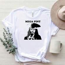 Mega Pint Jack Sparrow Shirt, Port Shirt, A Mega Pint T-Shirt, Mega Pint, Trial Shirt220G Pure Cotton Comfort T-Shirt - Breathable And Ft, I For Hot Summer Days, A Perfect Gift For Loved Ones,, And Family Tops For Wo Vintage Tops - White - View 1