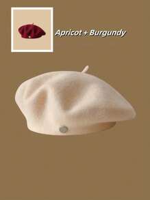 2顶/套 复古柔软透气弹力贝雷帽，百搭韩版贝雷帽，轻便女士画家帽，纯色贝雷帽，秋冬时尚配饰 - 彩色 - 查看 22