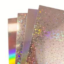12 Sheets Holographic Cardstock, 250gsm/92lb Metallic Paper Glitter Shiny Iridescent Mirror Paper Thick Card Stock Paper For Crafts, Card Making, Scrapbook Supplies(Pink) - A4 - View 5