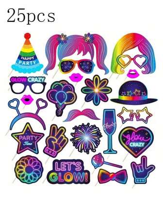 25 st. Glow Party Photoshoot-rekvisita, lämpliga för högtidsevenemang