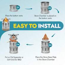 Canway Camping Stove Wood Stove Backpacking Stove Portable Stainless Steel Wood Burning Stove Nylon Carry Bag Outdoor Backpacking Hiking Traveling Picnic BBQ - como en la foto - Ver 9