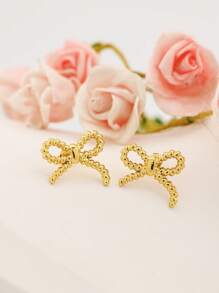 9 Pairs/Sets Of Random Styles Stainless Steel Cast Flowers/Bowknot/Wings And Other Geometric Earrings, Simple Fashionable Ear Ornaments Suitable For Women's Daily Wear