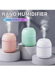 两件套（香薰机+精油），220毫升USB便携式笑脸香薰加湿器喷雾器，10毫升多香精油，适用于家庭、酒店、浴室除臭、香氛、空气清新，持久留香 - 彩色 - 查看 6