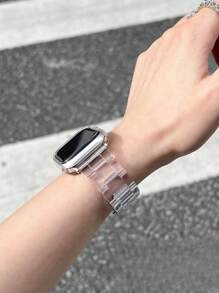1pc Women Fashion Transparent Laser Watch Strap Compatible With Apple Watch Band 38mm 40mm 41mm 42mm 44mm 45mm 46mm Ultra 49mm Rainbow Clear Acrylic Girls Watchband Bracelet Compatible With Watch Series 10 9 8 7 SE 6 5 4 3 Band Watch Accessories,Adjustable.Only Straps,Not Case And Watches,Fashion Smart Watch Strap Compatible With Apple Watch Band,Bracelet Watchband Strap Accessories