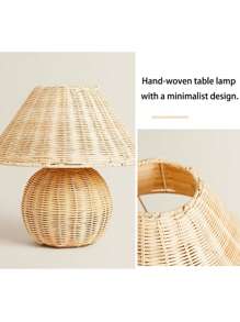 قطعة واحدة مصباح طاولة مصنوع يدويًا من الخيزران والخشب، مصباح بطراز كلاسيكي، مصباح سرير بلمسات خشبية نوردية، مناسب للإقامة المنزلية، غرفة الطعام، التخييم، مصباح أجواء ضوء دافئ