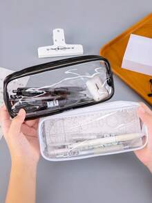 5/3/1 件透明 PVC 铅笔盒拉链铅笔盒防水透明铅笔盒带封口透明化妆包适用于儿童成人和学校 - 彩色 - 查看 7