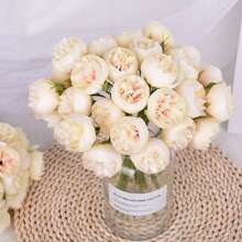 1 Bunch Silk Peony Bouquet Artificial Rose Flower 27 Flower Heads Artificial Peonies Flower For Home Wedding Party Centerpieces Arrangements Bridal Shower Decorations