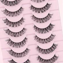 10 Pares de Cílios Postiços Naturalmente Encaracolados, Reutilizáveis, Fáceis de Aplicar, Adequados para Mulheres da Moda para Uso Diário, Trabalho, Estudo, Festa e Festival, Tiras de Cílios, Cílios, Cílios Postiços