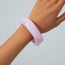 1 pieza Brazalete geométrico exagerado retro, semitraslúcido, de resina de colores para mujeres
