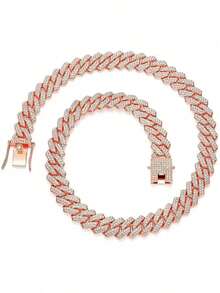 Un collar de aleación con diamantes completos de estilo cubano punk de hip-hop, adecuado para uso diario, viajes urbanos y otras ocasiones, también es un pequeño regalo sorprendente y exquisito - Un collar cubano - Ver 11