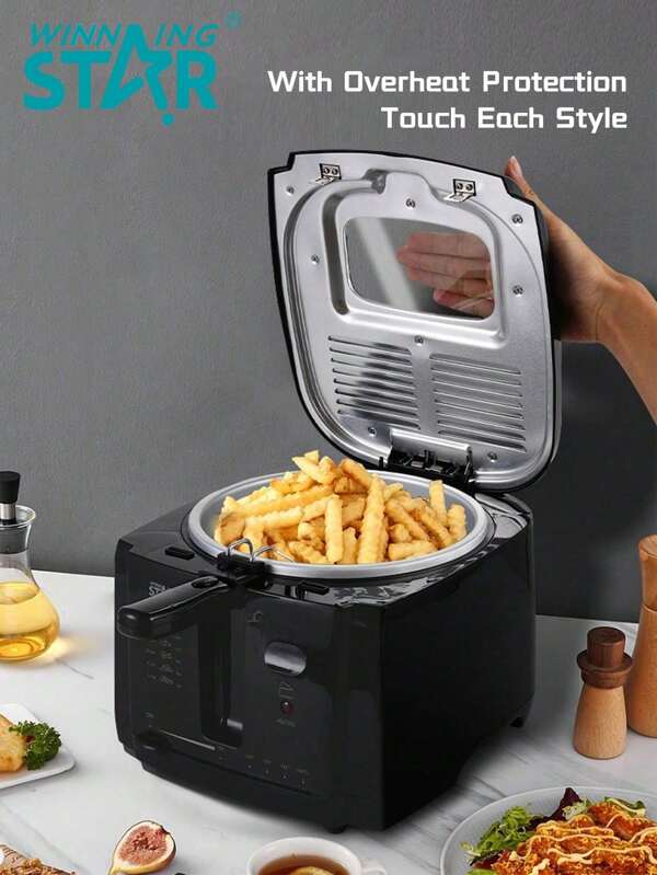 Winning Star Winning Star Electric Fryer 1500W Fixed Oil Drum Automatic Power-Off Multifunctional Fryer For Family Restaurant Party