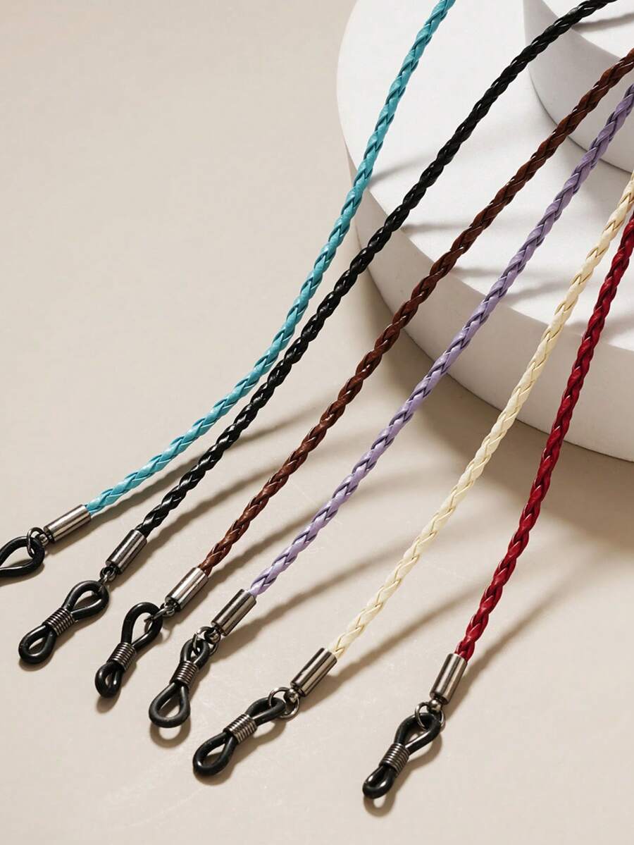 1pc Unisex PU Braided Rope Eyeglass Chain, Multi-Color Hanging Lanyard For Reading Glasses, Eyewear Accessories Anti-Lost Strap - A - View 1