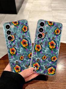 1 pieza Funda de teléfono con diseño de tortuga del océano azul compatible con iPhone, Honor, Redmi, Galaxy A04e/12/A13/A14/A34/A50/A52/A53/A54/S21/S22/S23/S24/S25/S25Ultra, 6A/7A/8A, 12T/13T