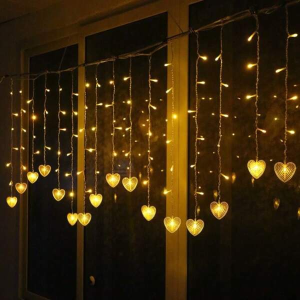 1pc USB Powered Curtain String Lights - 96 LEDs, 19 Water Drops, 4m/13ft Length - ABS Resin Indoor/Outdoor Lights, 8 Lighting Modes, For Bedroom, Patio, Trees, Houses, Christmas Decorations, Home, Wall, Window Decoration