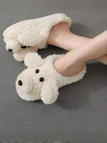 1 Pair Women's Thick Sole Plush House Slippers, Soft Cloud-Like Lining, Anti-Slip Rubber Sole, Warm Feet Experience For Autumn/Winter Indoor Wear