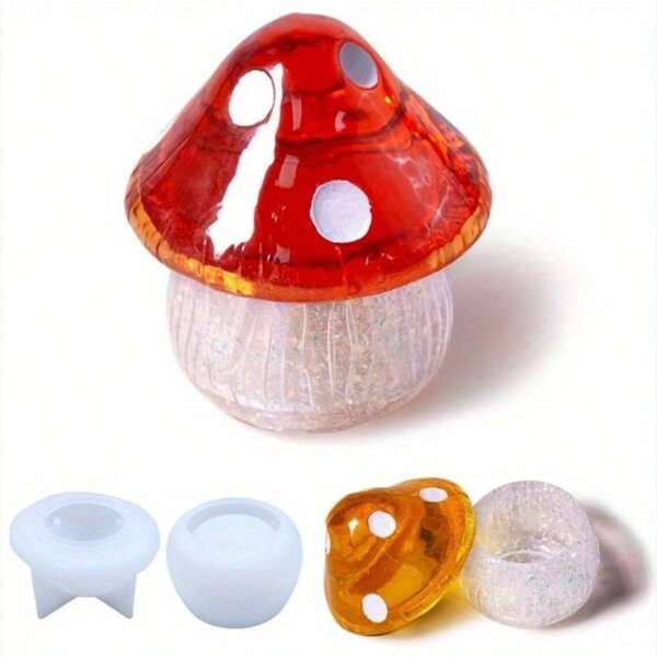 1pc DIY Epoxy Resin Crystal Mold Mushroom Storage Box Decorative Jewelry Box Mirror Silicone Mold