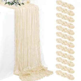 1/2/4/6 件米色褶皱桌旗、折叠桌布、节日生日装饰婚礼装饰度假屋装饰派对房间餐桌装饰米色桌布、桌旗、纯色桌布、生日装饰婚礼装饰餐桌套装、派对装饰桌裙、派对礼品