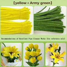 100/200pcs Soft Colored Fluff Sticks, 2 Different Colors, Suitable For Arts And Crafts, Creative DIY Decorations, Great For Making Animal, Flower And Holiday Decorations - Multicolor - View 17
