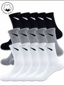 10 Pairs Of Men's Breathable Sports Socks, Fashionable Letter Printed High Stretch Outdoor Running Socks, Comfortable, Breathable, Anti-Smelling And Antibacterial Socks Are Suitable For Everyday Life Men's Sports Socks - Breathable Moisture-Wicking Athletic Socks For Running, Gym, Basketball - Non-Slip Cushioned Crew Socks (Pack Of 6), Fall Socks - A - View 4