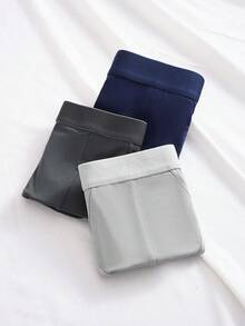 3pcs Random Color Men's Briefs, Solid Color Comfortable, Sports, Home Wear, Gift For Boyfriend - Multicolor - View 2