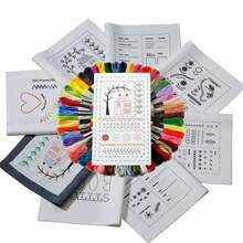 1 set Livre de broderie pour adulte + kit de couture à point de croix - Guide de points de broderie à thème fantaisie, avec instructions étape par étape, fils multicolores sur page de tissu, polyvalent pour journaux de couture DIY et référence d'artisanat, fournitures de broderie, conception créative, reliure durable