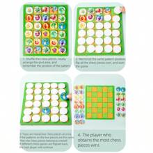 Juego de ajedrez y memoria 2 en 1 XO Well, juego de puzzle de ajedrez batallas entre 2 jugadores, juguete de madera para entrenar la interacción entre padres e hijos, ejercitar el pensamiento lógico
