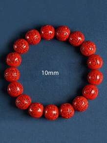 Pulseira de mantra com 6 palavras e cinábrio nativo, pulseira elástica de areia dourada roxa com alto teor de areia do imperador, pulseira vermelha da sorte para o ano de nascimento, ioga, estilo vintage para homens e mulheres, pode ser usada diariamente