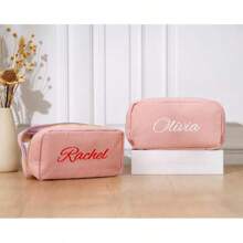 Personalized Embroidered Cosmetic Bag, Custom Corduroy Makeup Bag, Monogram Toiletry Makeup Bag, Bridesmaid Gifts, Bachelorette Party Gifts, School Supplies, Back To School, School Gift, For Office, For School, For Classroom, For Colleague, For Dorm Rooms, Junior High School Students, Middle School Students, Sophomore, Underclassmen, All-Purpose, Large Capacity, Versatile, For Birthdays, For Holiday/ Vacation, For Outdoors/Outings/Travel/Hiking/Stadium/Sports/Climbing, For Business/Commute/Work/Office,Chic Autumn, Urban Chill