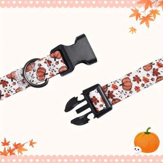 Autumn Dog Collar With Cartoon Pumpkin And Maple Leaves, Suitable For Male And Female Cats, Small, Medium And Large Dogs.