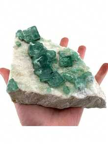 1件波西米亚风绿色萤石晶体标本（岩石水晶有天然裂纹，非损坏），晶簇，岩石水晶，未经加工的萤石矿物标本，优雅，适合圣诞节、感恩节、情人节、母亲节、父亲节等节日。 - 綠色 - 查看 14