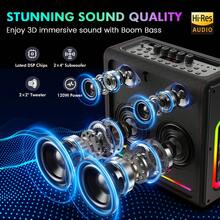 Sistema de karaoke JYX con 2 micrófonos inalámbricos | Altavoz Bluetooth 5.3 con control de graves/agudos y corrección de tono | Sistema de PA con efecto de eco | Compatible con TV/tarjeta TF/USB/AUX/en vivo/grabación para fiestas en casa