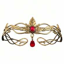 de elfos redondos de Color dorado Vintage, Tiaras de diosa de cristal para mujer y hombre, diadema de hojas Vintage, diadema, accesorios para el cabello de novia G1VZ - Azul - Ver 3