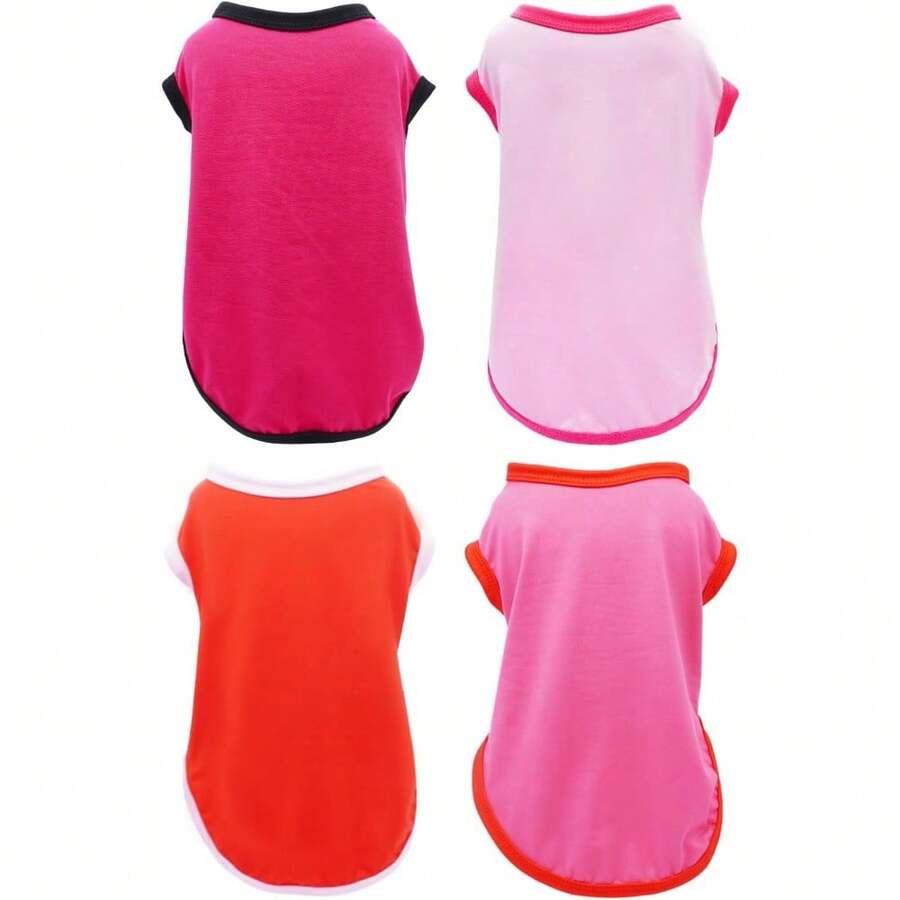 Local Delivery PET SHOW 4 Pack Blank Dog Shirts For Extra Large Dogs Female Tank Top Tee Solid Red Pink T-Shirts Pets Daily Plain Sleeveless Vest Dog Clothes Girls(XXX-Large) - Blank(for girl) - View 1