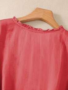 Women's Spring/Summer Viscose Embroidery Lightweight Loose Retro Mid-Sleeve Blouse - Đỏ - Xem 5