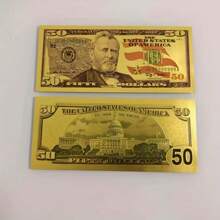 Creative PVC Dollar Gold Foil Crafts Collection Decoration Gift 1 Piece Props Commemorative Banknote 1 Piece Handmade, Creative Interlocking Toys, Toys For Adults And Teenagers, Needlework, Blue Blind Box Classroom Kpop Stickers