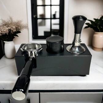 51mm/54mm/58mm Tamper Station Anti-Slip Espresso Tamping Stand Black Solid Holder For Portafilters, Tamper And Distributor