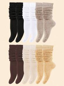 1/3/6 pares Meias Slouch de Tricô das Quatro Estações para Mulheres, Meias Slouchy, Meias Scrunch para Mulheres, Meias Scrunchie para Mulheres, Meias Crew para Mulheres