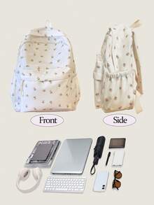 时尚大容量女士背包，尼龙材质轻便可爱女士学生背包 - 可爱花卉图案笔记本电脑背包，大学书包，多口袋设计，适合商务、通勤、户外、旅行和郊游等，流行的返校季节选择 - 送给青少年、初中/高中和大学生的理想礼物 - 彩色 - 查看 4