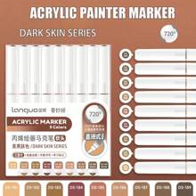 Languo Ensemble de 9 couleurs de stylos marqueurs acryliques liquides directs, têtes souples à grande capacité, simples, de couleurs macaron, gris, marron, colorés, noirs, pour remplir les livres de coloriage, peinture étudiante, personnages de bandes dessinées, couleurs imperméables pour papier, art DIY, graffitis, peinture sur pierres, verre, céramique, métal, disponible en 126 couleurs