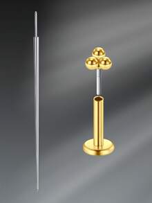 CIZME Gold Threadless Push In Labret Studs Labret Monroe Lip Rings,Tragus Piercing Jewelry Labret Jewelry Tragus Helix Cartilage Studs 16G 18G 20G - Gold 1 - View 16