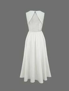 Women's Summer Elegant Waist Backless Sleeveless Long Dress - White - View 7