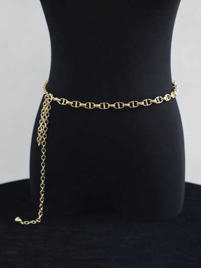 1 pieza Cadena elegante de metal para la cintura de mujer, decoración de moda retro para parte superior y vestido