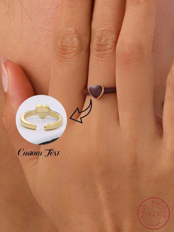1pc Customized Name Engraved 925 Sterling Silver Adjustable Open Ring, Unisex Personalized Band Ring, Versatile Accessory, Gift For Women, Valentine's Day, Anniversary, Graduation, Mother's Day, Birthday